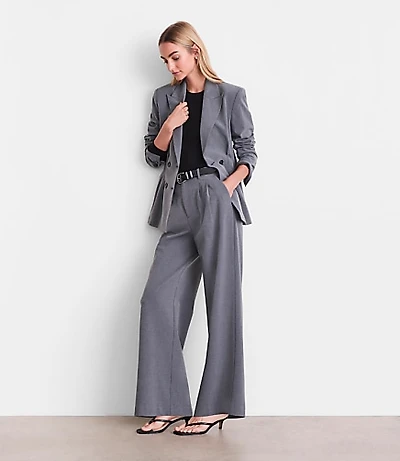 Tall LOFT Versa Seasonless Stretch Double Pleat Wide Leg Pants Heather