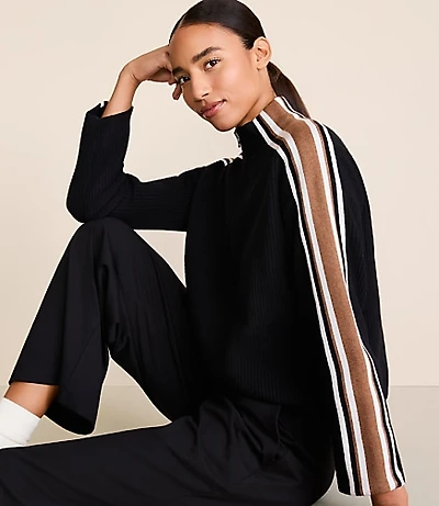 Lou & Grey Striped Half Zip Sweater