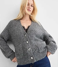 Shimmer Moon & Star Jeweled Button Cardigan