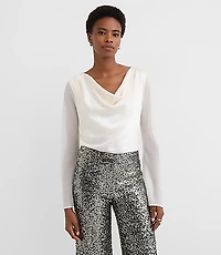 Satin Chiffon Cowl Neck Top