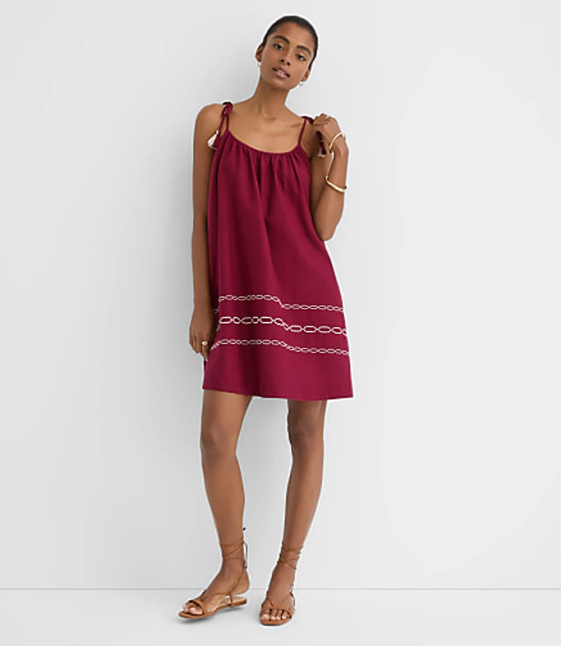 LOFT Beach Tie Strap Linen Cotton Pocket Dress
