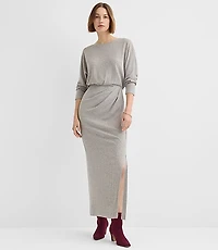 Petite Brushed Ottoman Side Pleated Midi Dress