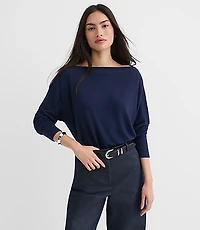 Petite Ruched Hem Boatneck Top