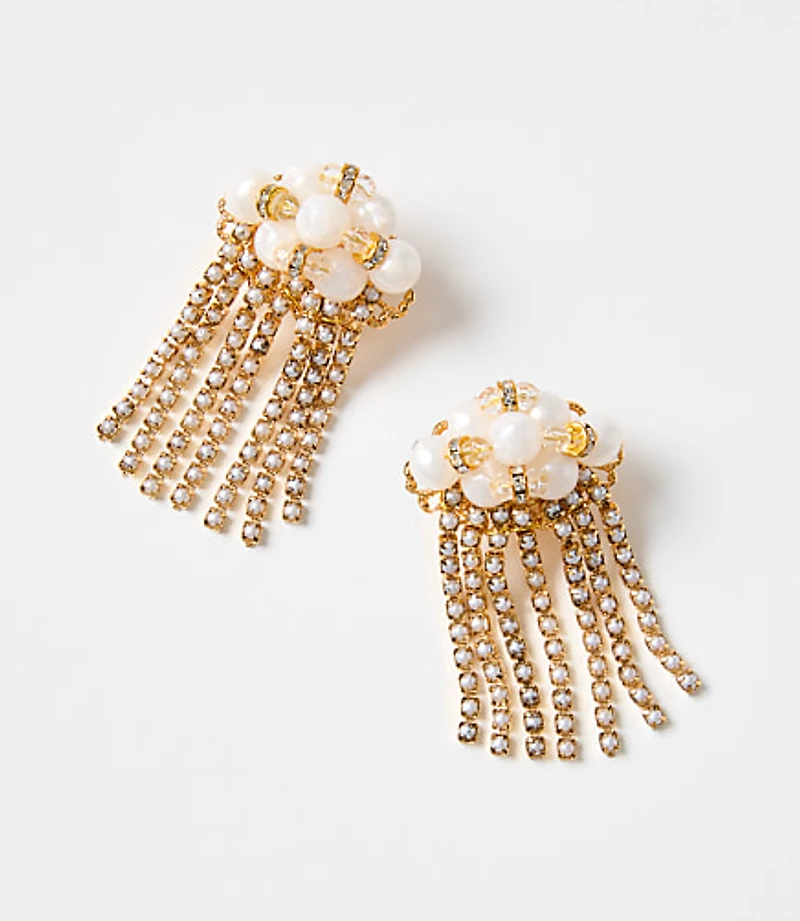 Italian Collection Pearlized Cluster Waterfall Earrings