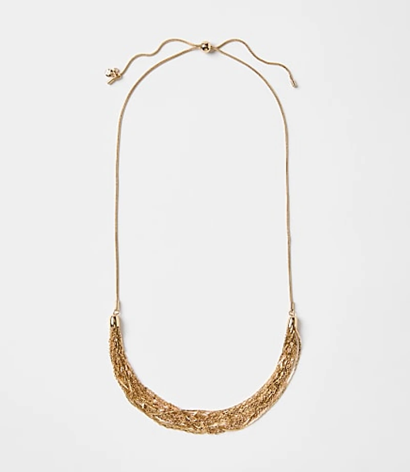 Multistrand Chain Pull Tie Necklace