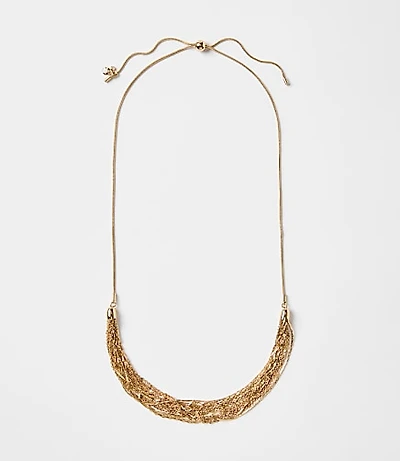 Multistrand Chain Pull Tie Necklace