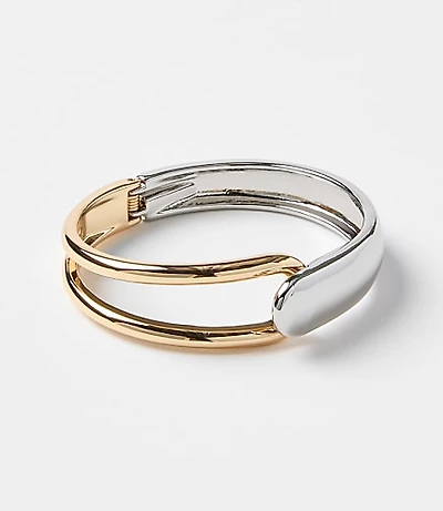 Mixed Metal Open Linked Cuff Bracelet