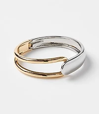 Mixed Metal Open Linked Cuff Bracelet