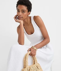 LOFT Beach Triple Cloth Mixed Media Maxi Pocket Dress