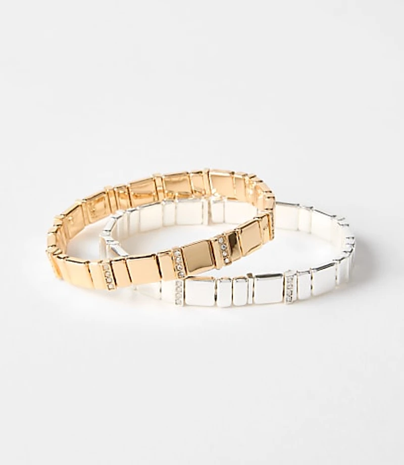 Sparkle Mixed Metal Chicklet Bracelet Set