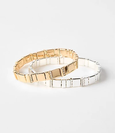 Sparkle Mixed Metal Chicklet Bracelet Set