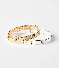 Sparkle Mixed Metal Chicklet Bracelet Set