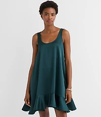 Satin Ruffle Mini Pocket Dress