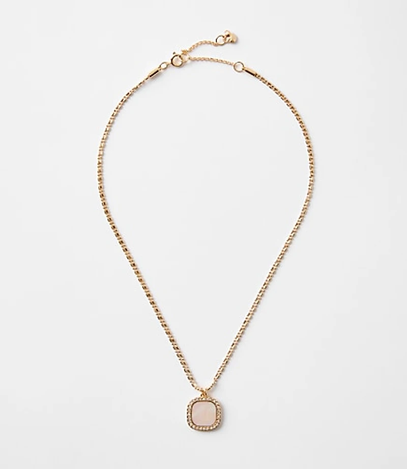 Mother Of Pearl Square Double Chain Necklace