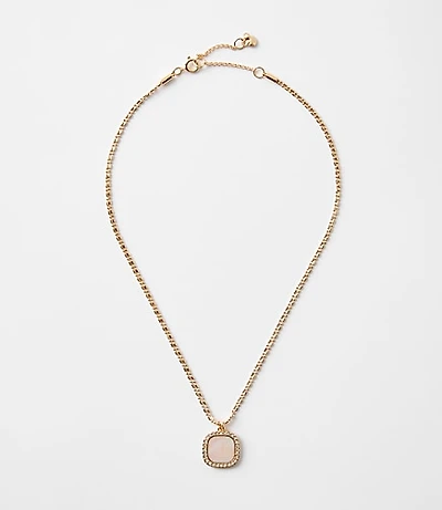 Mother Of Pearl Square Double Chain Necklace