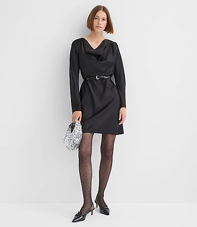 Petite Satin Cowl Neck Mini Dress