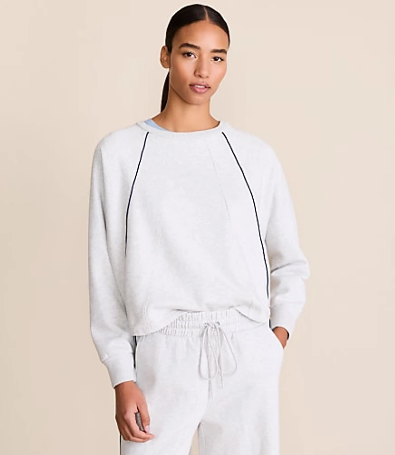Lou & Grey Heathered Piped Elite Fleece Sweatshirt