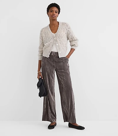 Petite Clean Wide Leg Pants Pleated Velvet