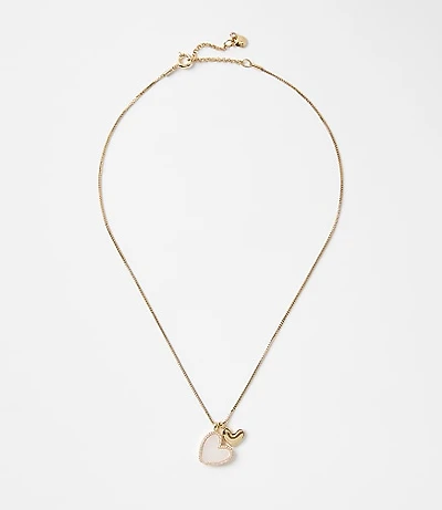 Mother Of Pearl Sparkle Heart Necklace