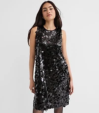 Sequin Satin Bow Back Mini Dress