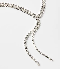 Crystal Y Pull Tie Statement Necklace