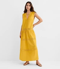 LOFT Beach Crochet Trim Maxi Dress