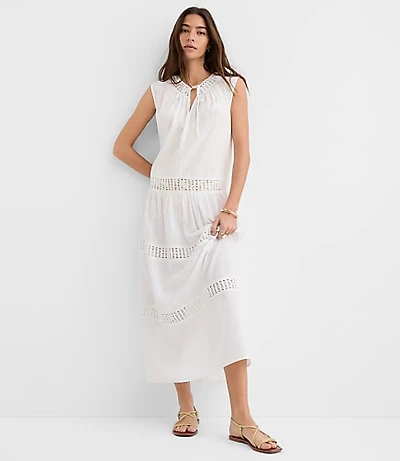 LOFT Beach Crochet Trim Maxi Dress