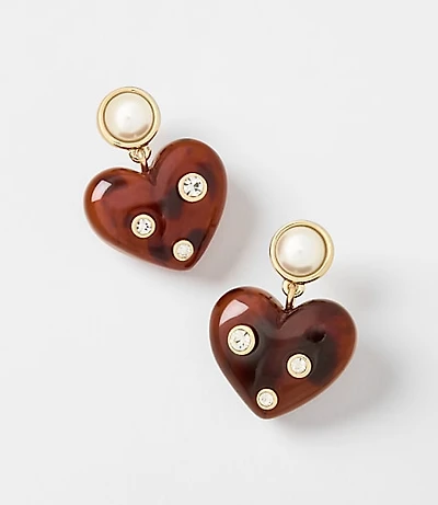 Pearlized Sparkle Heart Drop Earrings