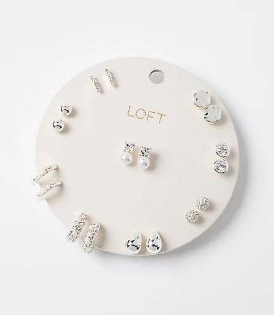 Pearlized Sparkle Stud Earring Set