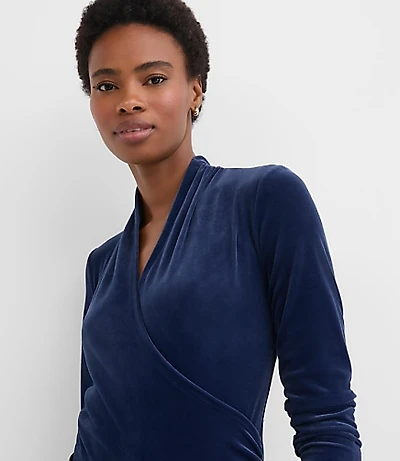Petite Velour Wrap Top
