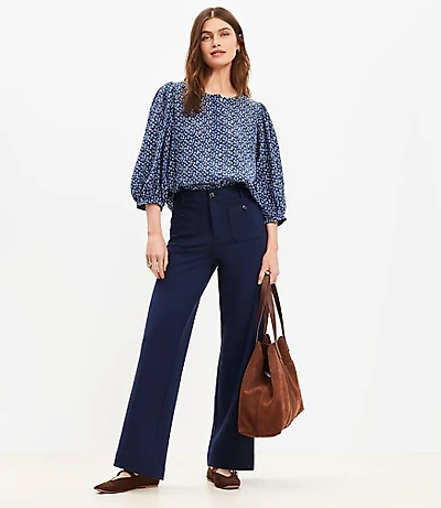 Petite Palmer Wide Leg Pants in Ponte
