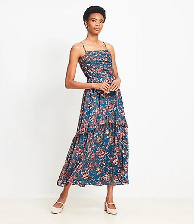 Floral Smocked Strappy Maxi Dress