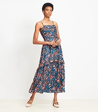 Floral Smocked Strappy Maxi Dress