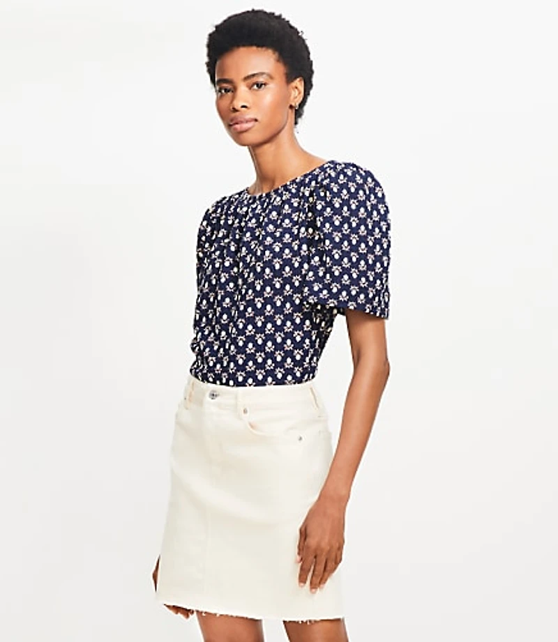 Fresh Cut Denim Mini Skirt Ivory