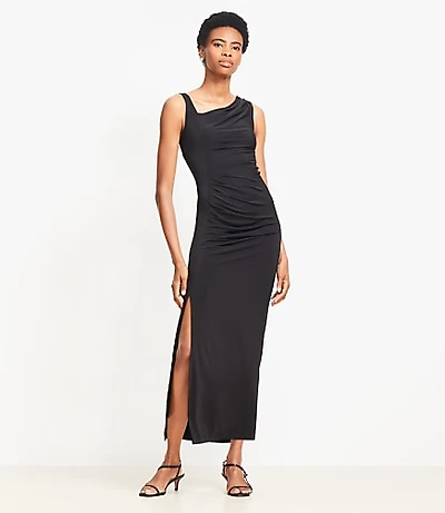 Asymmetrical Ruched Midi Dress