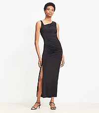 Asymmetrical Ruched Midi Dress