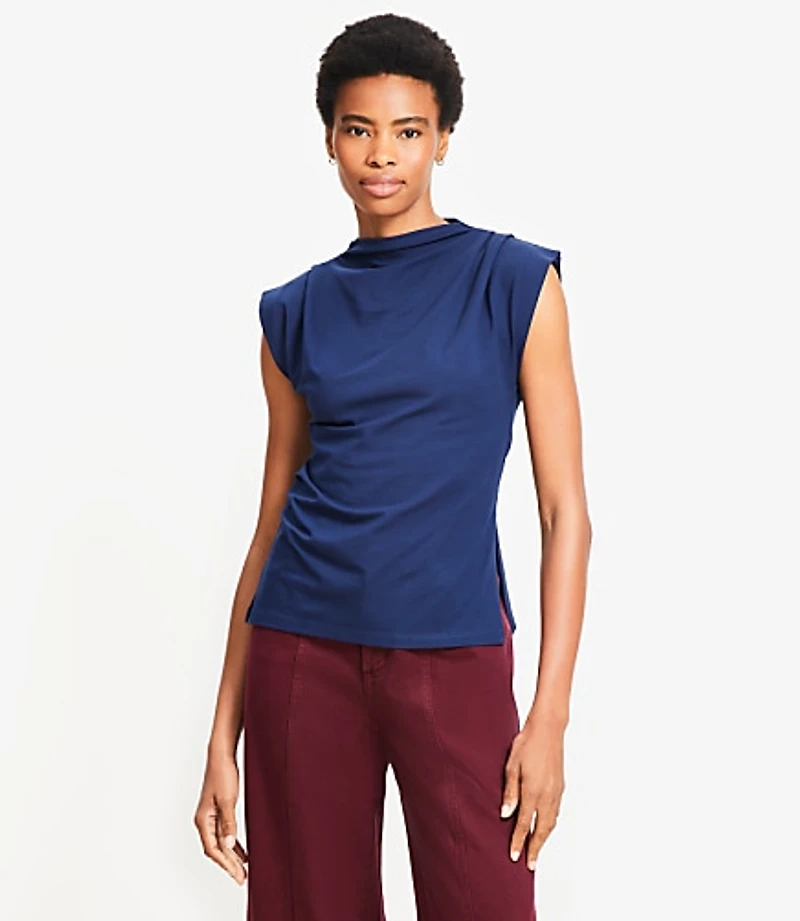 Petite Pleated Side Slit Top