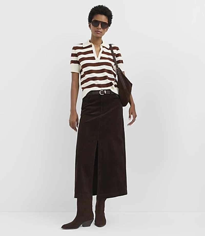 Petite Brushed Corduroy Midi Skirt