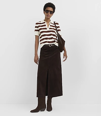 Petite Brushed Corduroy Midi Skirt