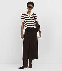 Petite Brushed Corduroy Midi Skirt