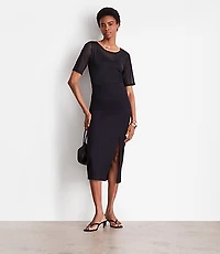 Petite LOFT Versa Ponte Column Midi Skirt