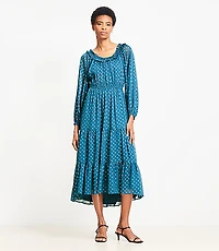 Shimmer Ruffle Tiered Midi Dress