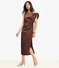 Satin Tie One Shoulder Midi Dress