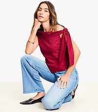 Petite Tie One Shoulder Top