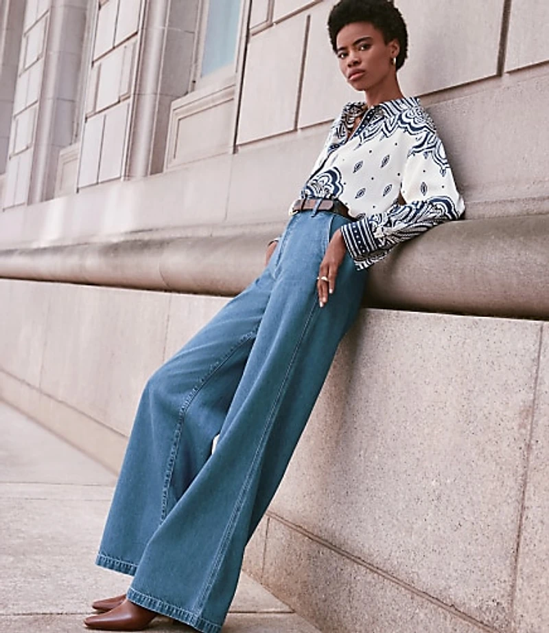 Petite High Rise Trouser Jeans in Bright Mid Indigo Wash