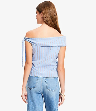 Petite Striped Tie One Shoulder Top