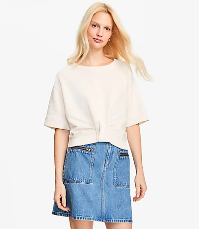 Petite Knotted Short Sleeve Sweatshirt