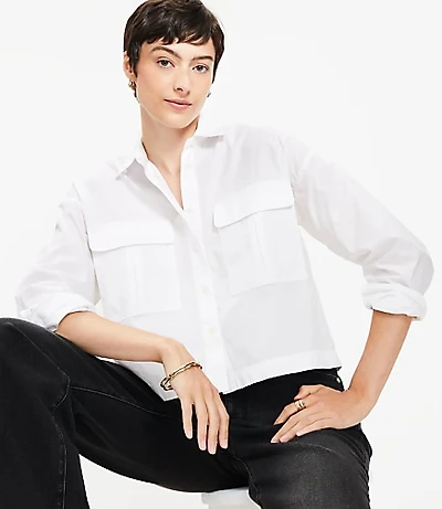Poplin Wide Sleeve Modern Utility Shirt