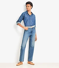 High Rise Straight Jeans Authentic Vintage Mid Wash