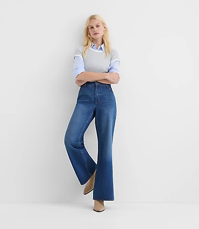 Rivete Mid Rise Loose Flare Jeans Vintage Dark Wash